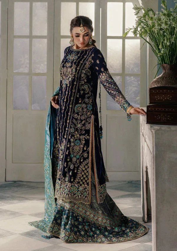 Aik Atelier Udaipur Velvet 25 ink blue Organza – view 3 – Poshaq
