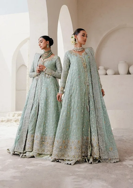 Aik Atelier Wedding Festive 25 light ferozi Organza – view 1 – Poshaq
