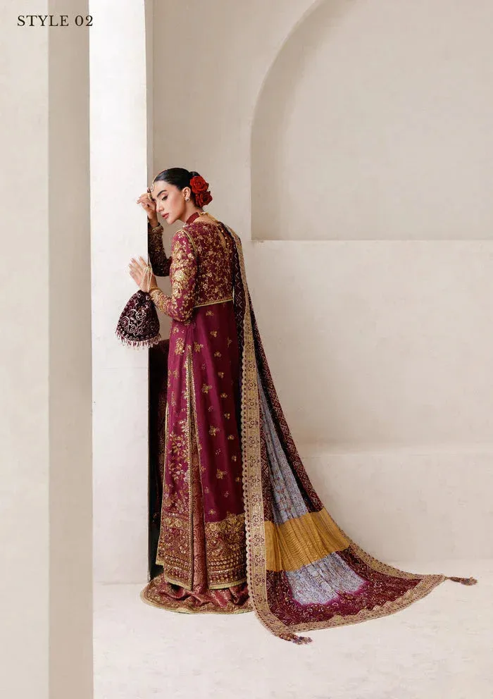 Aik Atelier Wedding Festive 25 Maroon Organza – view 2 – Poshaq