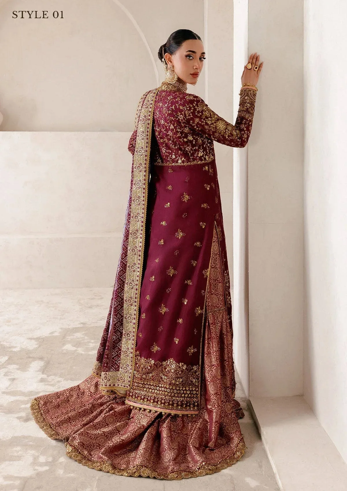 Aik Atelier Wedding Festive 25 Maroon Organza – view 5 – Poshaq