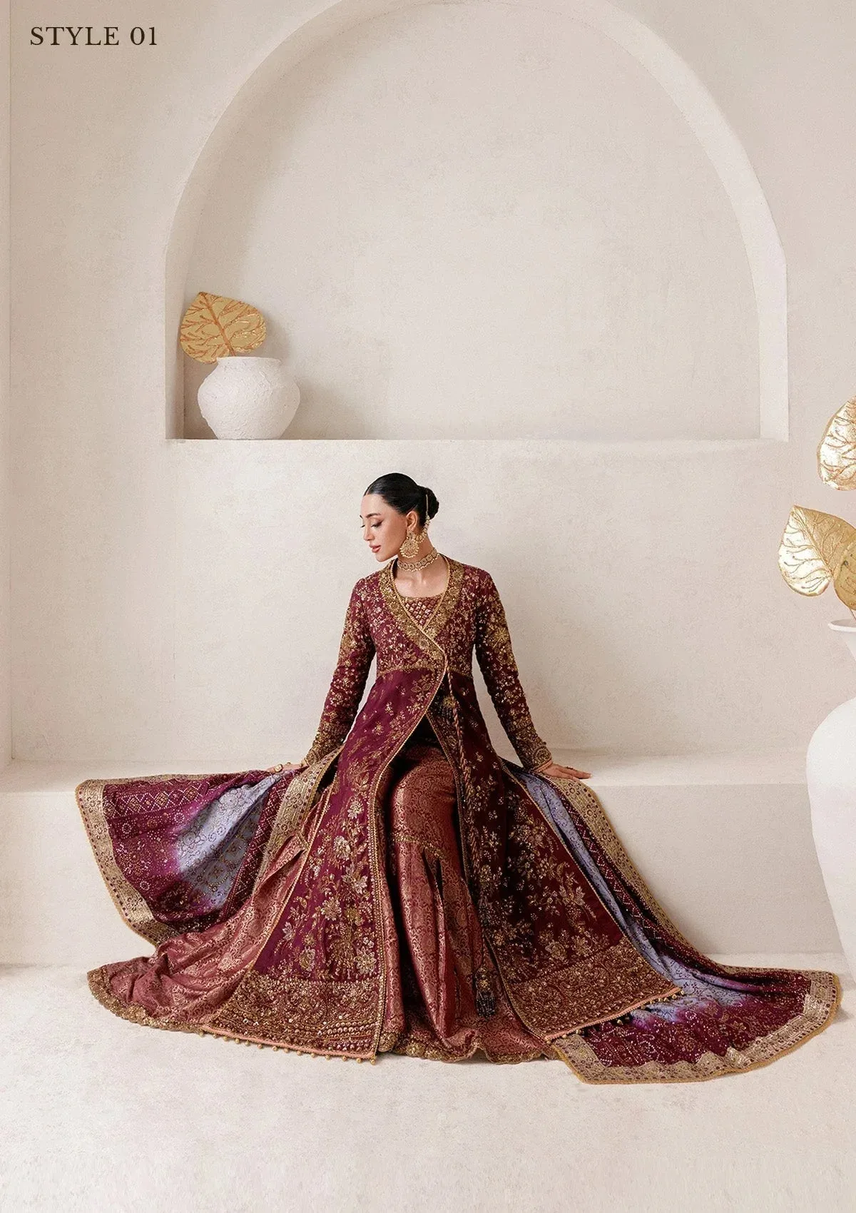 Aik Atelier Wedding Festive 25 Maroon Organza – view 6 – Poshaq