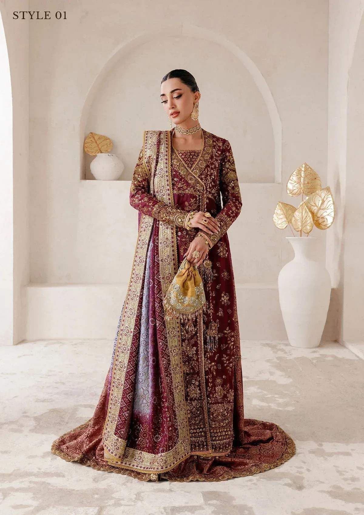 Aik Atelier Wedding Festive 25 Maroon Organza – view 7 – Poshaq