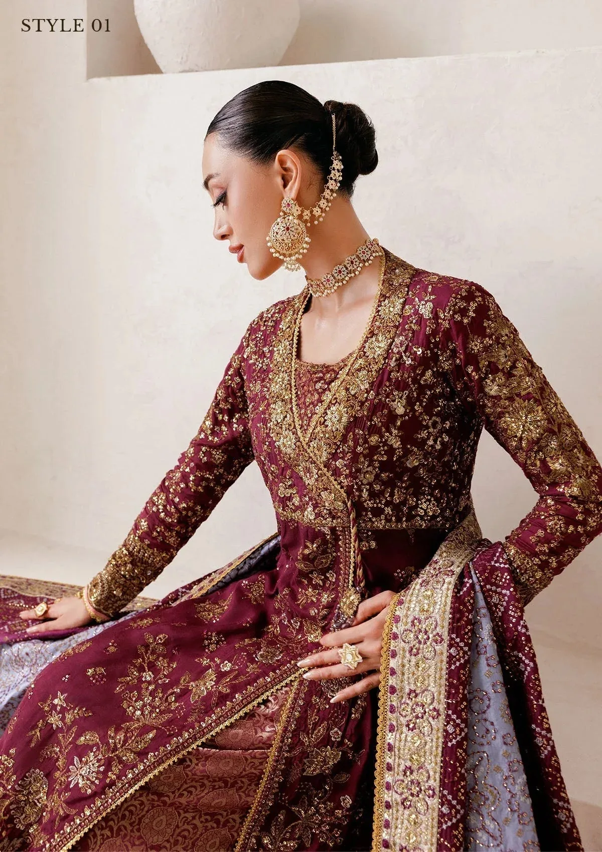 Aik Atelier Wedding Festive 25 Maroon Organza – view 8 – Poshaq