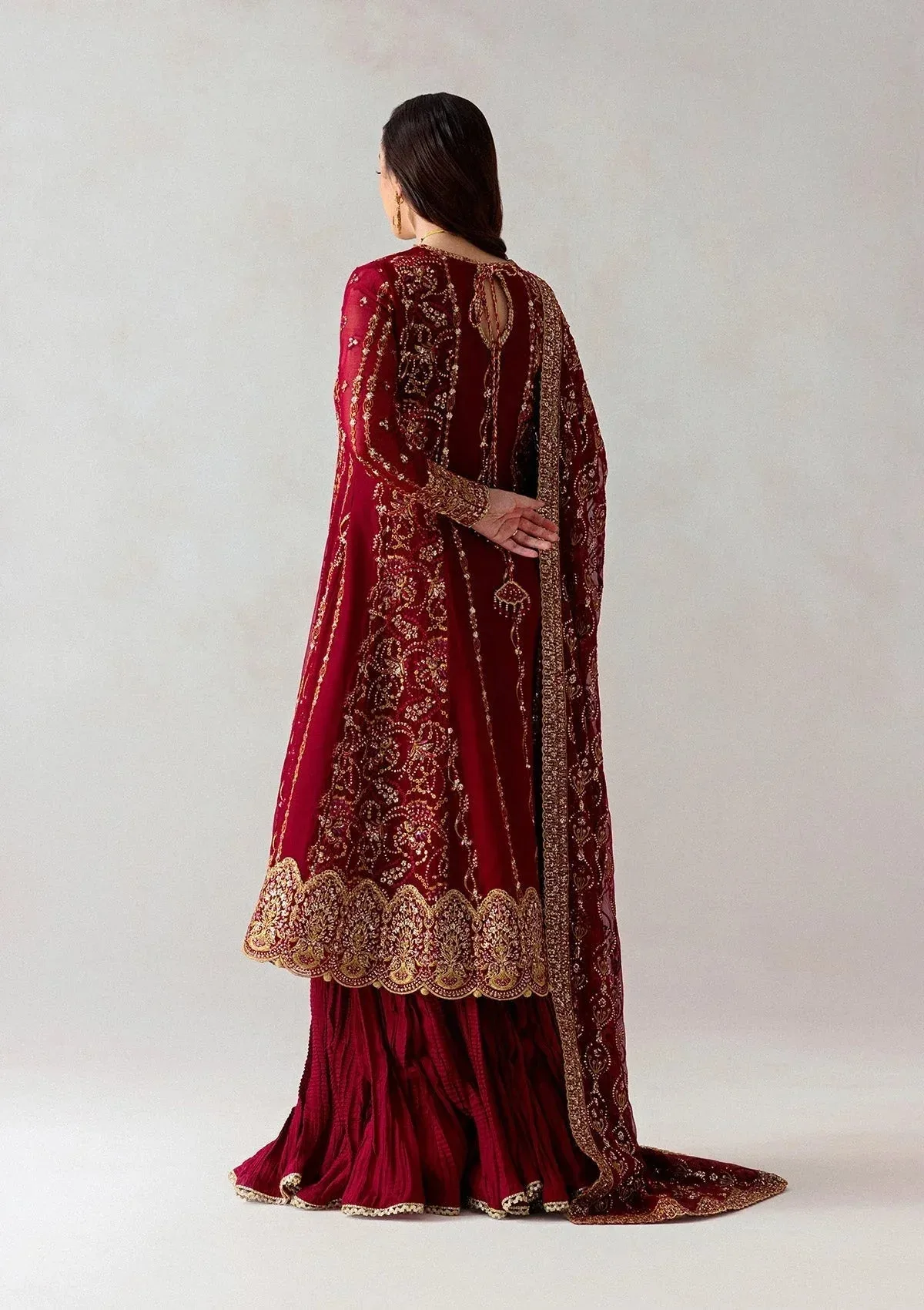 Aik Atelier Formals 25 Blood Red Organza – view 2 – Poshaq