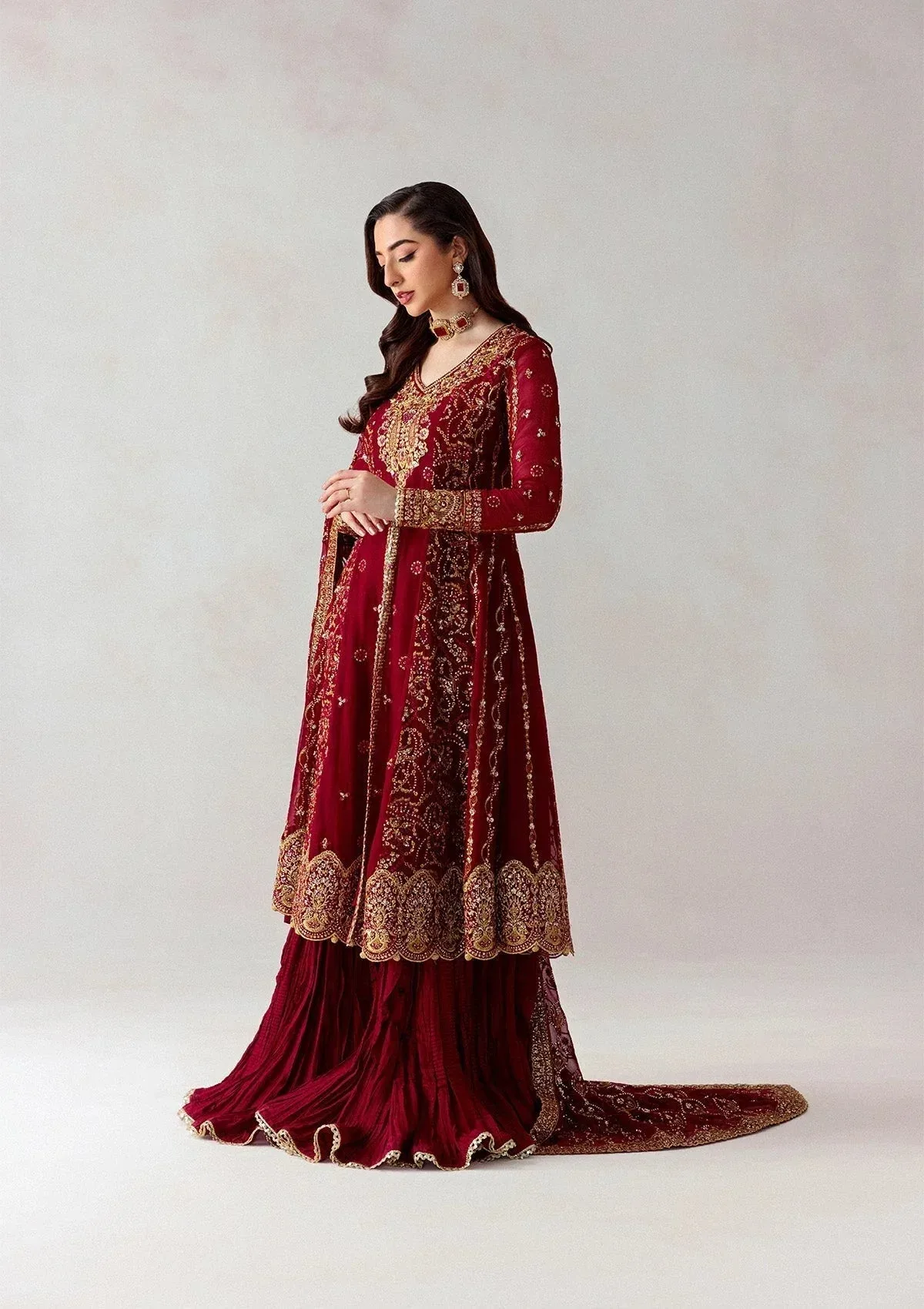 Aik Atelier Formals 25 Blood Red Organza – view 3 – Poshaq