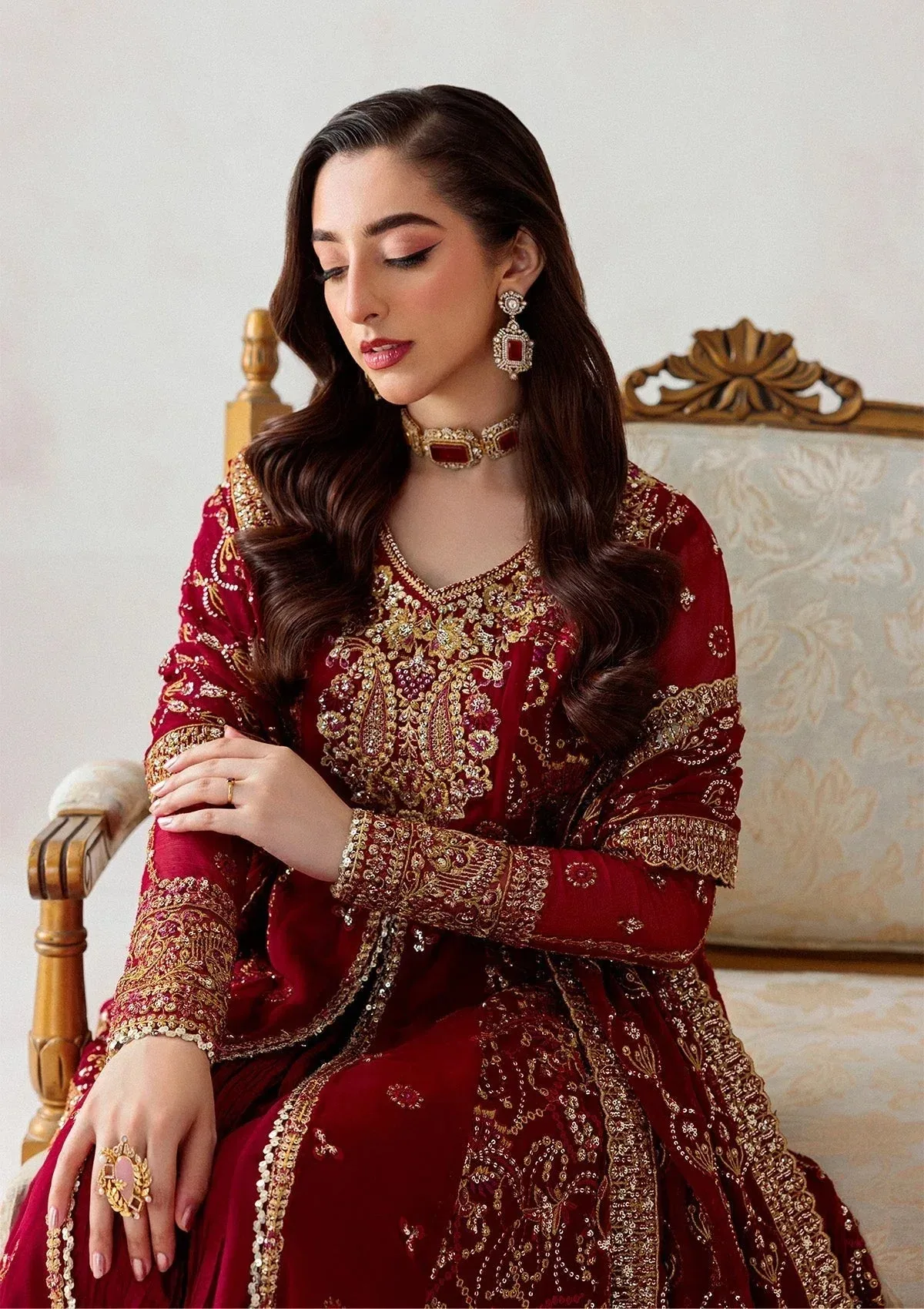 Aik Atelier Formals 25 Blood Red Organza – view 4 – Poshaq