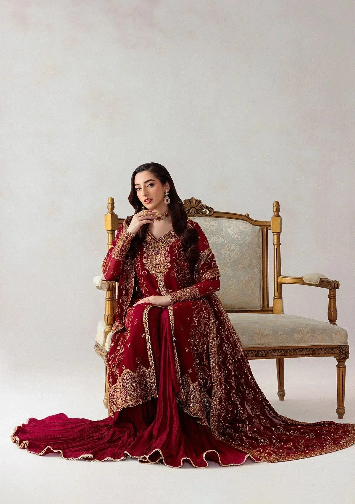 Aik Atelier Formals 25 Blood Red Organza – view 5 – Poshaq