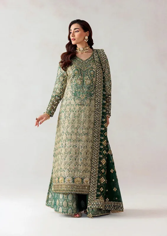 Aik Atelier Formals 25 Dark Green Organza – view 1 – Poshaq