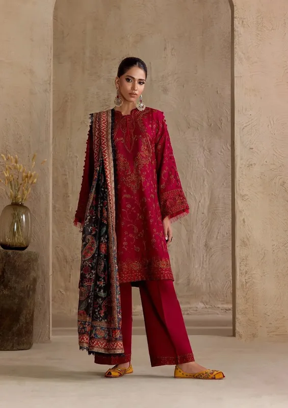 Aik Atelier RTW 25 Deep Red Jacquard – view 1 – Poshaq
