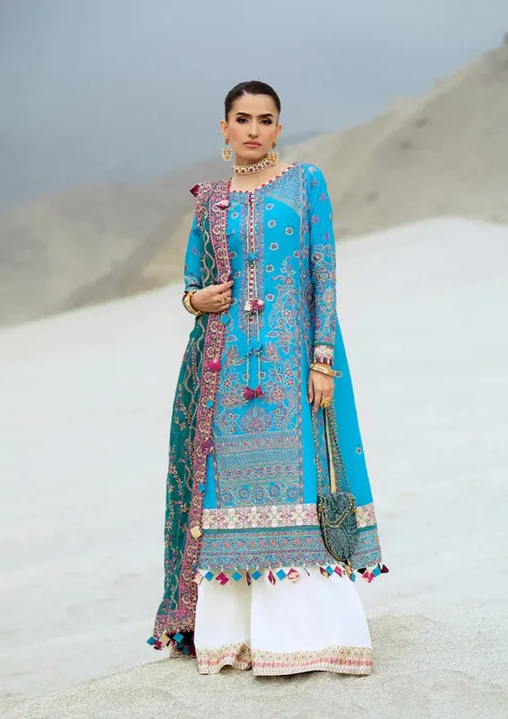 Rangrasiya Lifestyle Summer Edit 25 Denium Blue Organza – view 1 – Poshaq