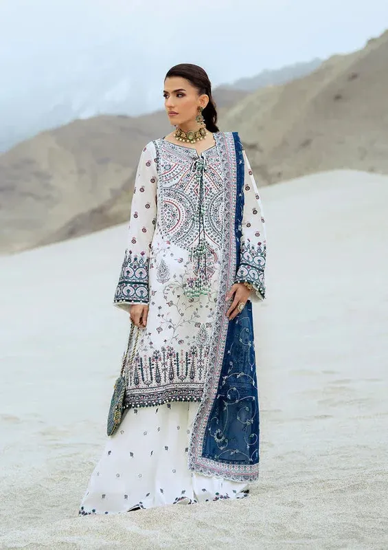Rangrasiya Lifestyle Summer Edit 25 White Organza – view 1 – Poshaq