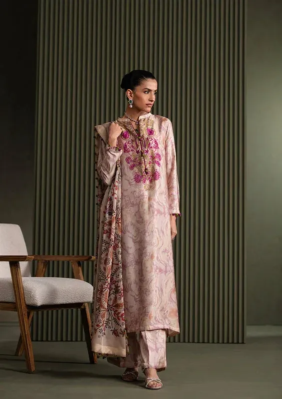 Aik Atelier Miss Aik Ready to Wear 25 Pastel Pink Silk – view 1 – Poshaq