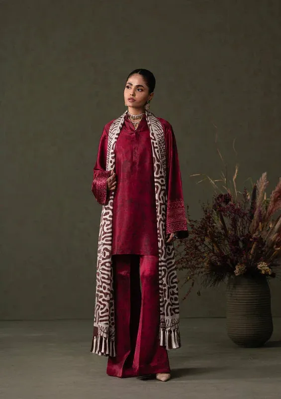 Aik Atelier Miss Aik Ready to Wear 25 Maroon Silk – view 1 – Poshaq
