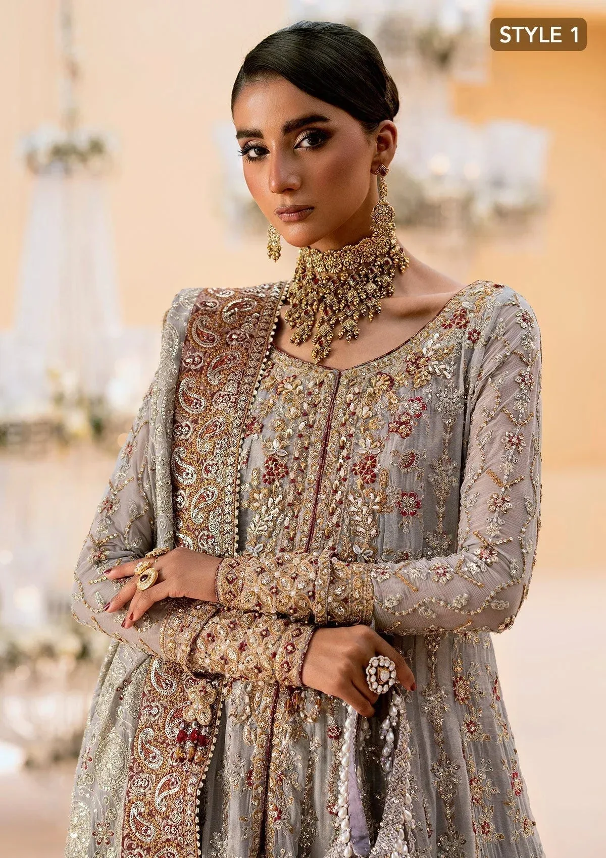 Aik Atelier Wedding Festive 25 Grey Organza – view 4 – Poshaq