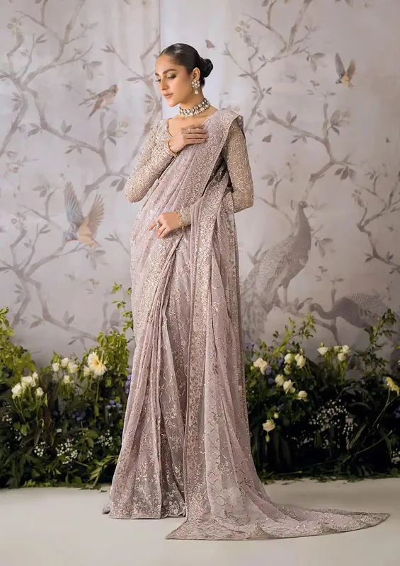 Aik Atelier The Sari Edit Lilac Organza – view 1 – Poshaq