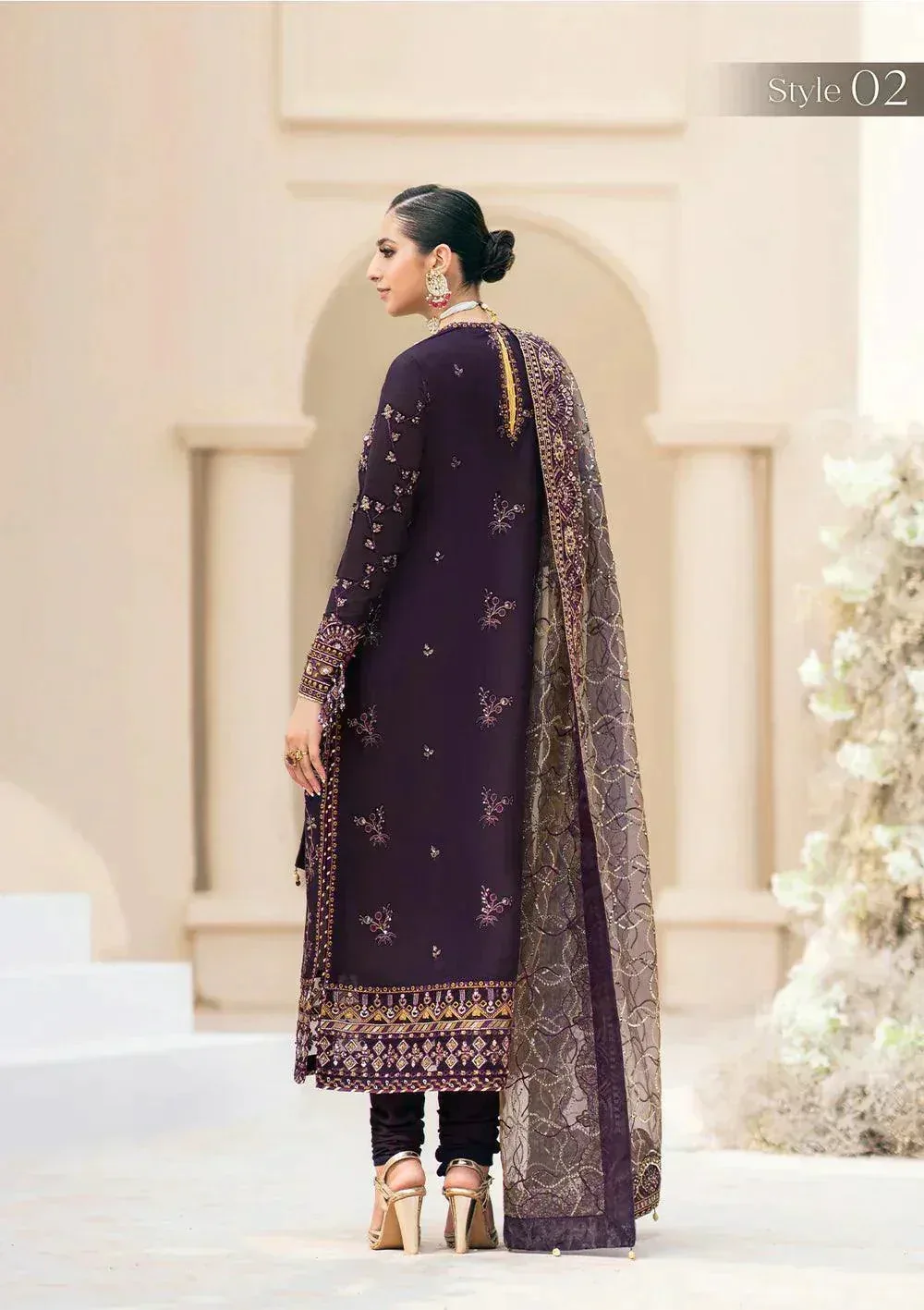 Aik Atelier Wedding Festive 23 Purple Organza – view 4 – Poshaq