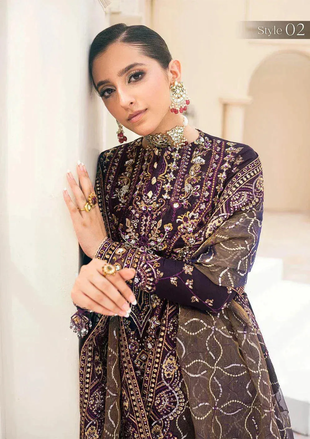 Aik Atelier Wedding Festive 23 Purple Organza – view 5 – Poshaq