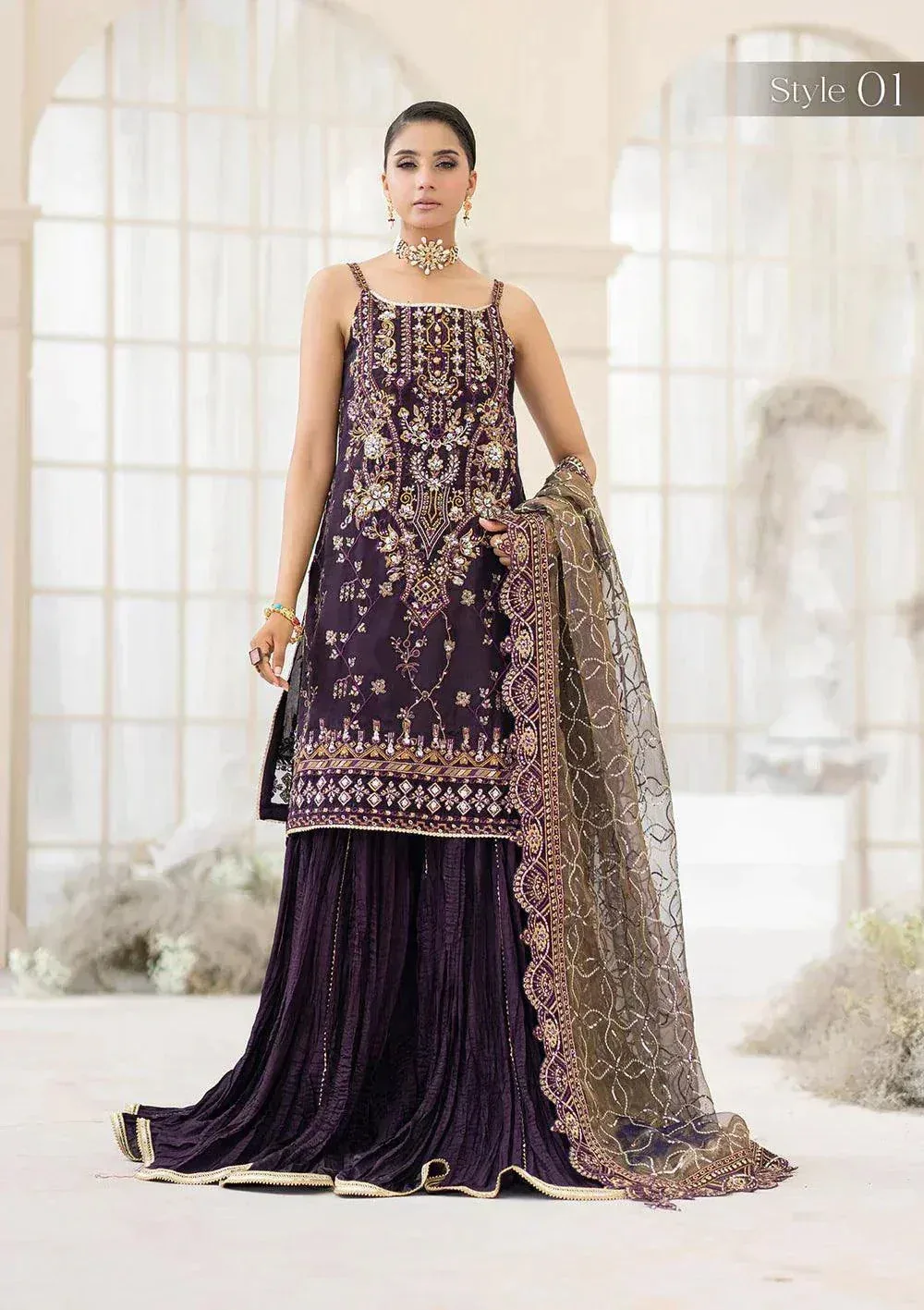 Aik Atelier Wedding Festive 23 Purple Organza – view 6 – Poshaq
