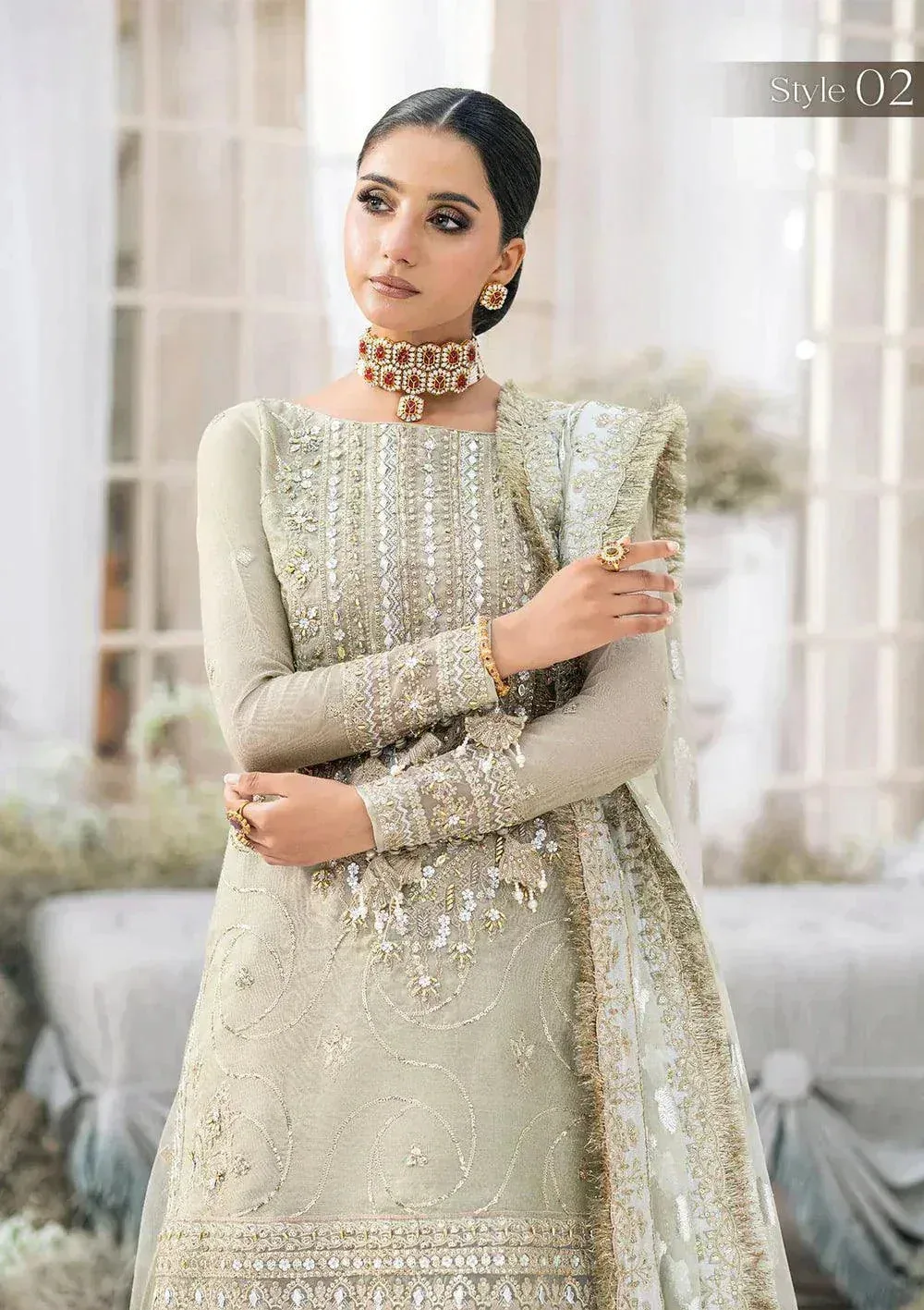 Aik Atelier Wedding Festive 23 Grey Jacquard – view 3 – Poshaq