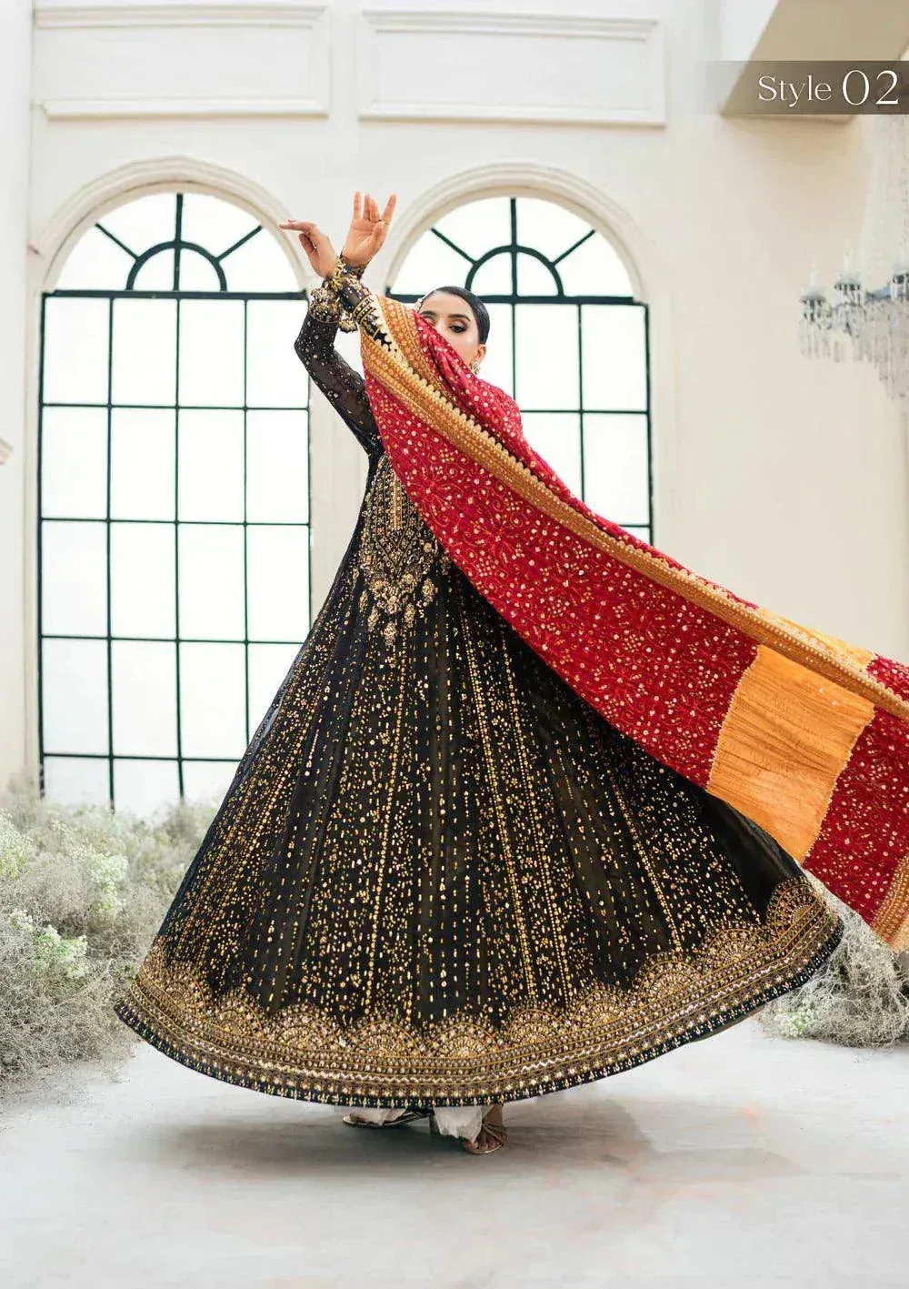 Aik Atelier Wedding Festive 23 Black Organza – view 3 – Poshaq