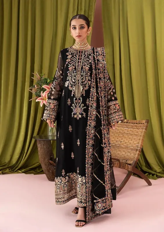 Aik Atelier Formals Collection Black Raw Silk – view 1 – Poshaq