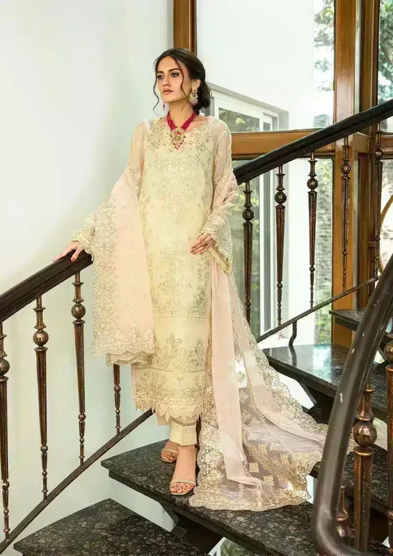 Aik Atelier Formals Collection Off White Raw Silk – view 1 – Poshaq