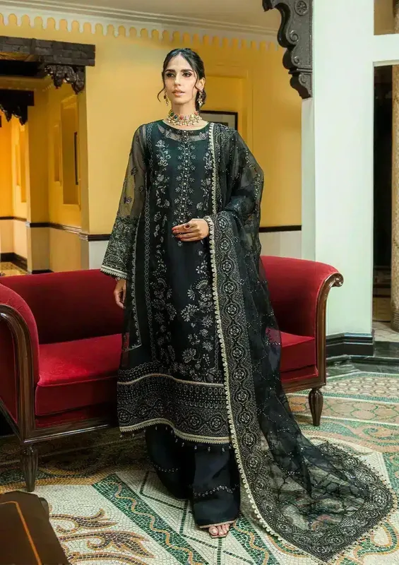 Aik Atelier Formals Collection Black Raw Silk – view 1 – Poshaq