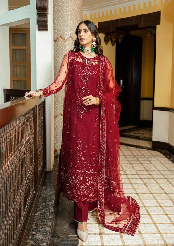 Aik Atelier Formals Collection Maroon Raw Silk – view 1 – Poshaq