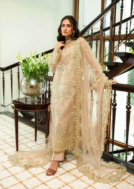 Aik Atelier Formals Collection Brown Raw Silk – view 1 – Poshaq