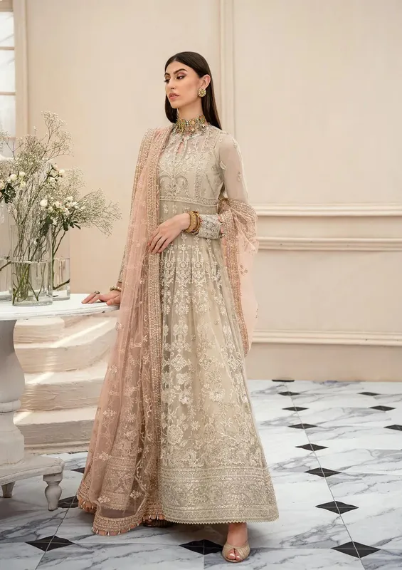 Aik Atelier Formals Collection Beige Raw Silk – view 1 – Poshaq