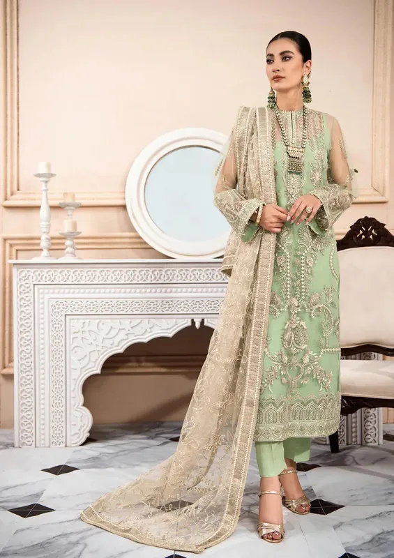 Aik Atelier Formals Collection Green Raw Silk – view 1 – Poshaq