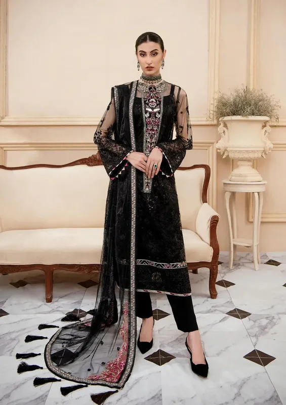 Aik Atelier Formals Collection Black Raw Silk – view 1 – Poshaq