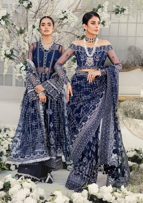 Aik Atelier Wedding Festive 23 Navy Blue Raw Silk – view 1 – Poshaq