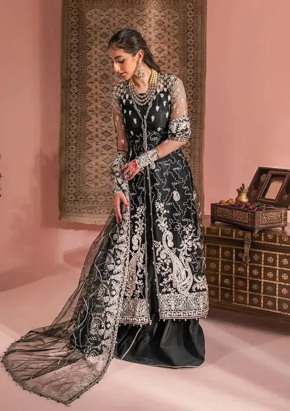 Aik Atelier Wedding Festive 23 Black Raw Silk – view 1 – Poshaq