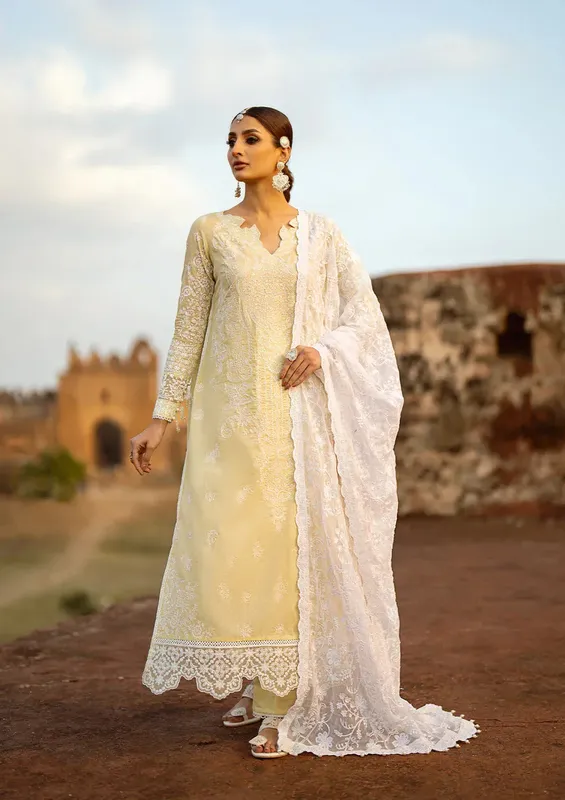 Aik Atelier Pardes Lawn 24 Yellow Organza – view 1 – Poshaq
