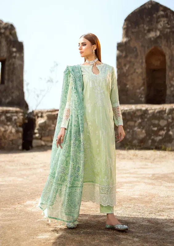 Aik Atelier Pardes Lawn 24 Green Organza – view 1 – Poshaq