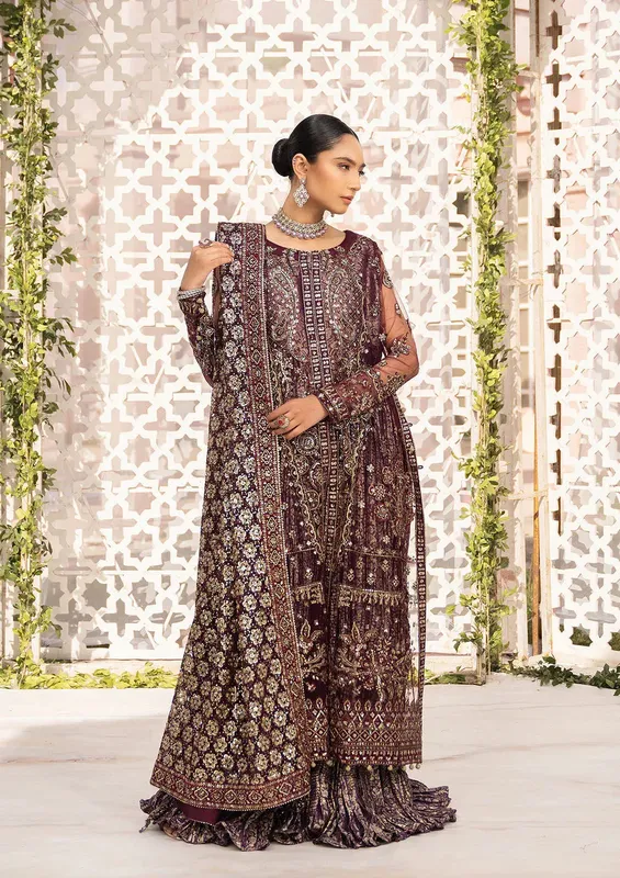 Aik Atelier Formals Vol-1 24 Plum Organza – view 1 – Poshaq