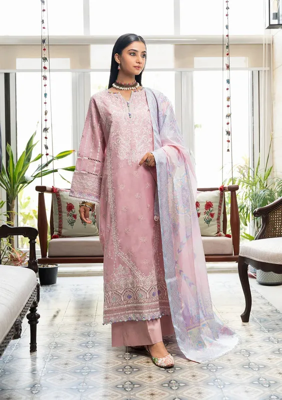 Aik Atelier Samah Lawn 24 Pink Organza – view 1 – Poshaq