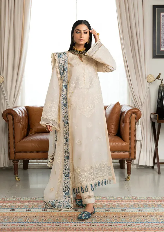 Aik Atelier Samah Lawn 24 Off White Organza – view 1 – Poshaq