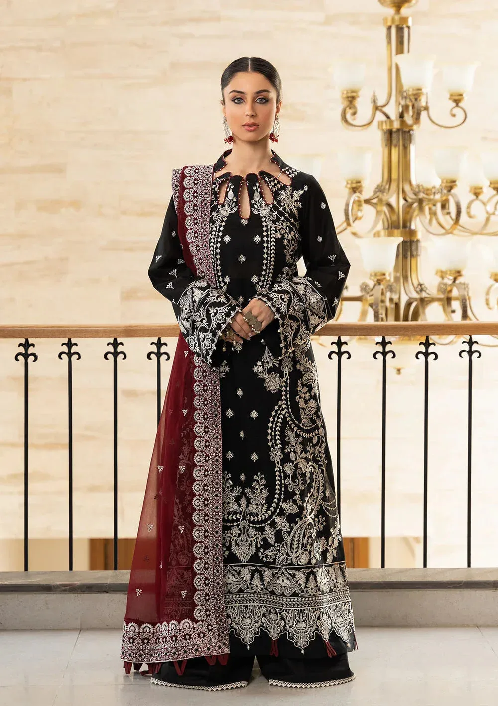 Aik Atelier Samah Lawn 24 Black Organza – view 1 – Poshaq