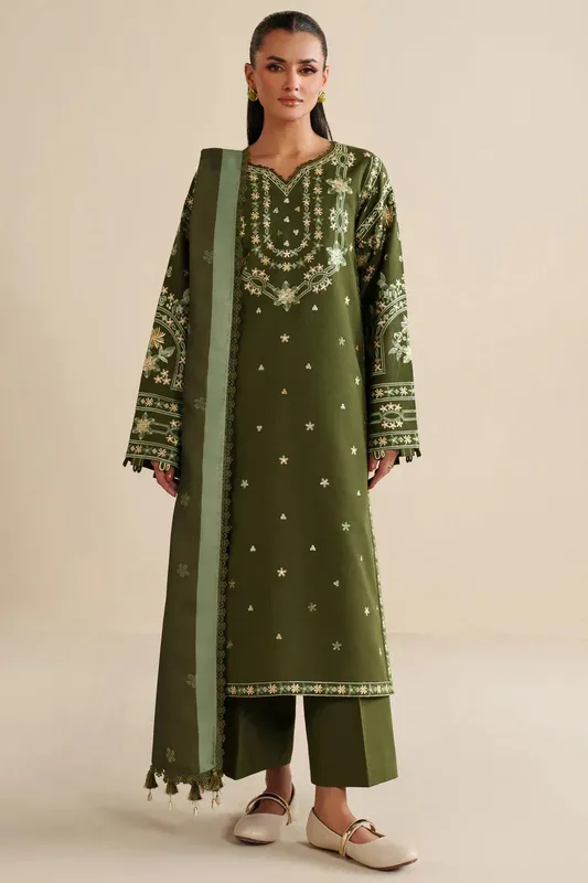 Farasha Winter Spell 25 Green Khaddar – view 1 – Poshaq