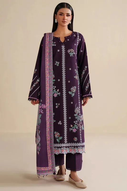 Farasha Winter Spell 25 Purple Khaddar – view 1 – Poshaq