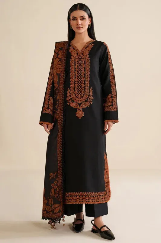 Farasha Winter Spell 25 Black Khaddar – view 1 – Poshaq