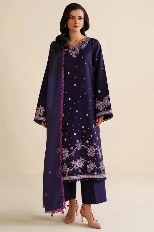 Farasha Winter Spell 25 Navy Khaddar – view 1 – Poshaq