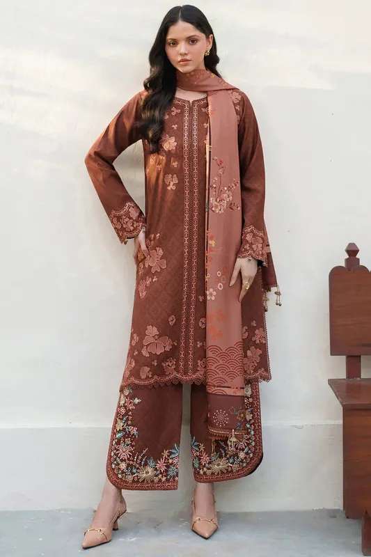 Farasha Meline Premium Viscose 25 Brown Organza – view 1 – Poshaq