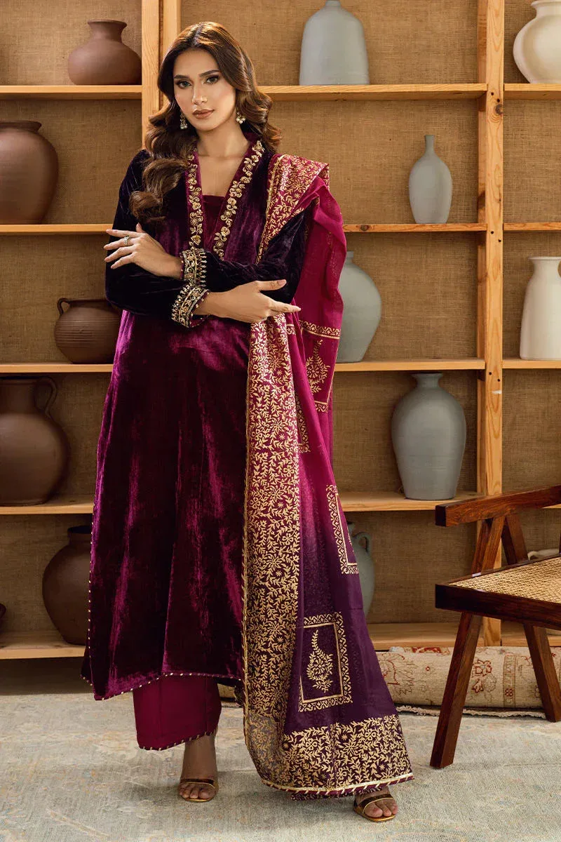 Fatima Khan Warm Whisper Velvet 25 Magenta Velvet – view 1 – Poshaq