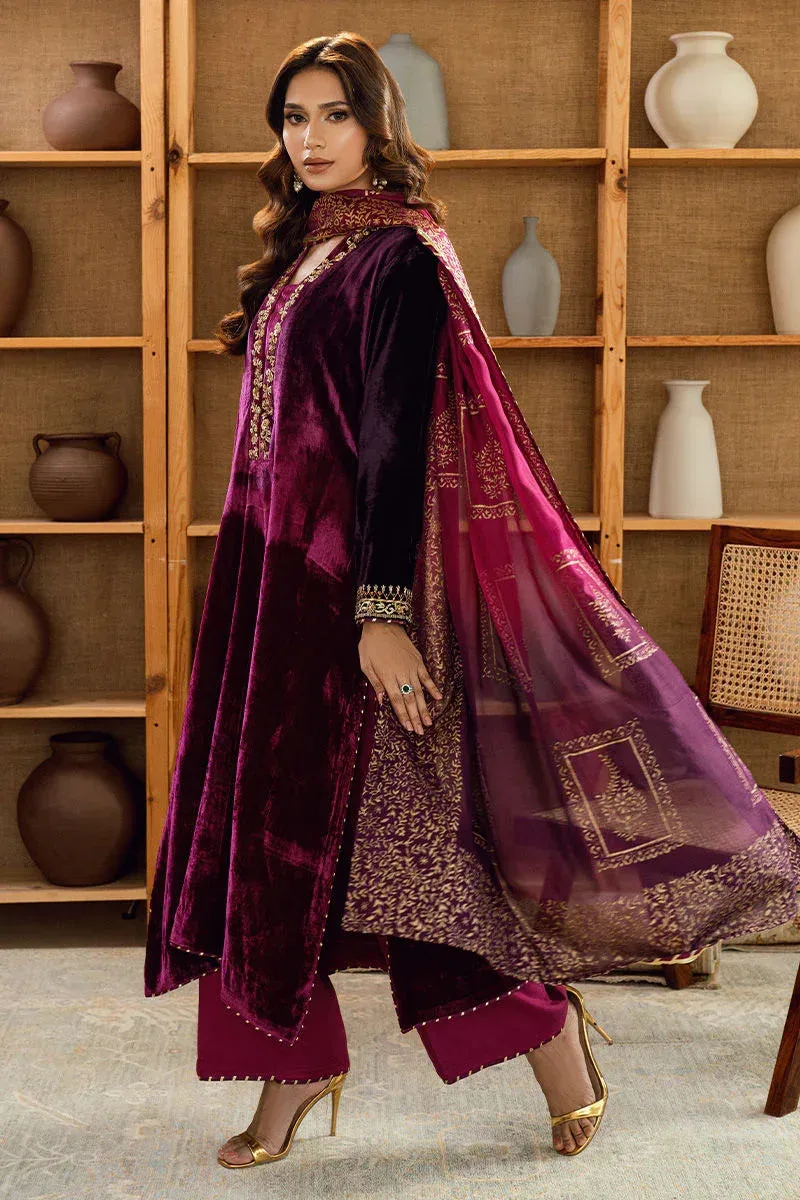Fatima Khan Warm Whisper Velvet 25 Magenta Velvet – view 2 – Poshaq