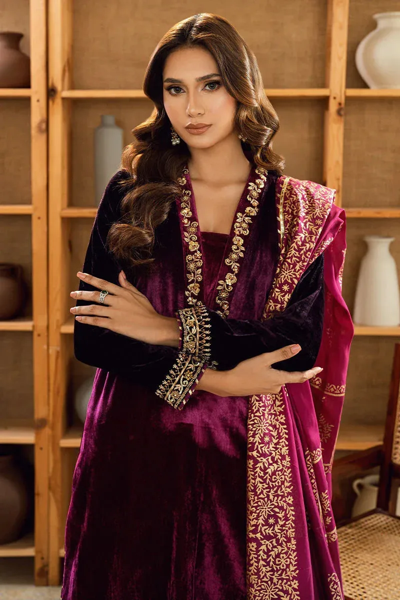 Fatima Khan Warm Whisper Velvet 25 Magenta Velvet – view 3 – Poshaq