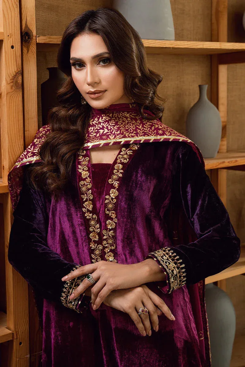 Fatima Khan Warm Whisper Velvet 25 Magenta Velvet – view 4 – Poshaq