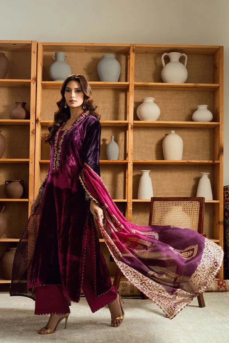 Fatima Khan Warm Whisper Velvet 25 Magenta Velvet – view 5 – Poshaq